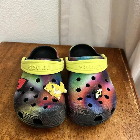 Crocs Classic Clogs Primary Rainbow Tie Dye Kids Clogs Size Childrens 7 Pokémon - Picture 6 of 10